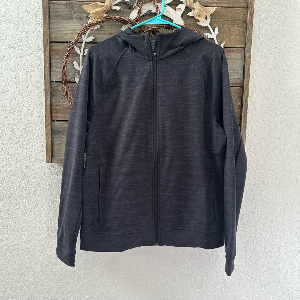 Lululemon men’s full zip hooded jacket gray black textured size Medium